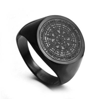 Vintage Kompass Edelstahl Ring