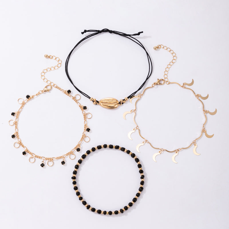4-Piece Ankle Chain Gold