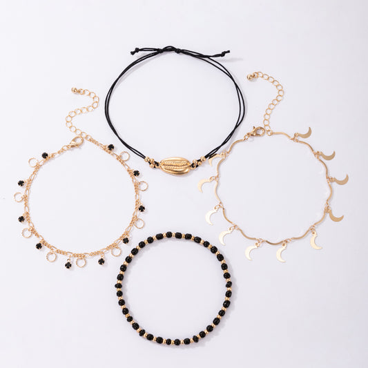 4-Piece Ankle Chain Gold