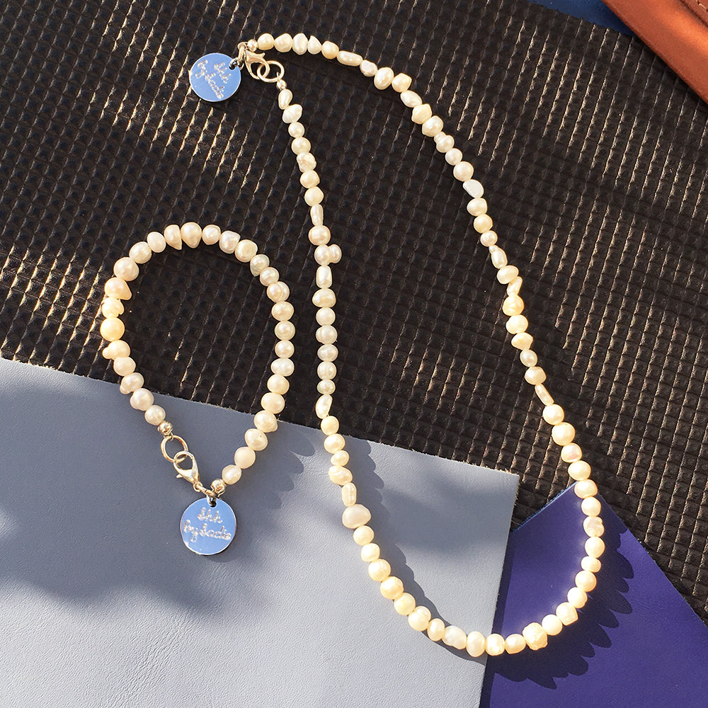 Skinny Pearl Necklace + Bracelet